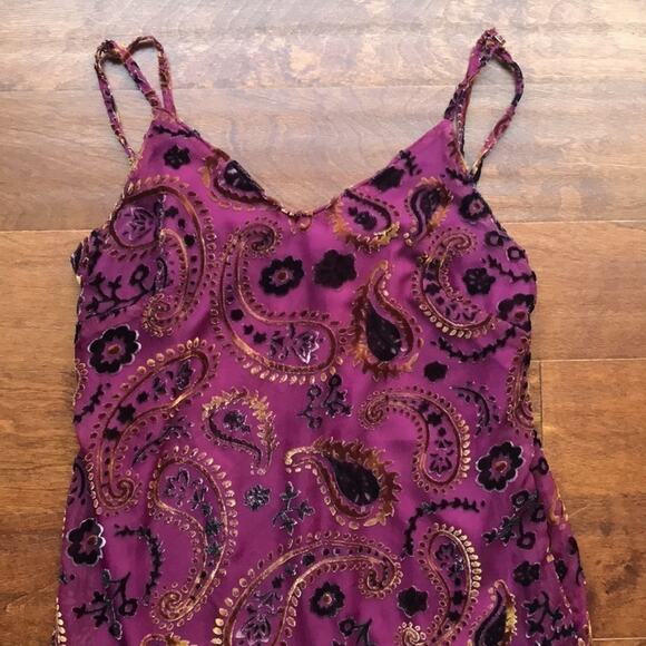 Japna Whimsigoth Velvet Burnout Paisley Slip Dress, Transitional Piece, Size Sm - Picture 2 of 11